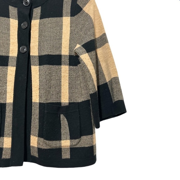Mercer Street Studio Black & Brown Plaid Button Down Cardigan Sweater Medium - Picture 6 of 9